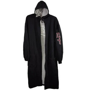 Def Jam University 84 Hooded Open Front Robe Size M/L Black Long Length FLAWS